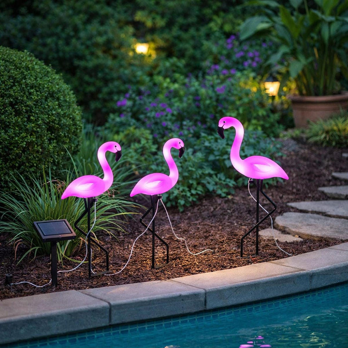 LED AUSSENLEUCHTE Flamingo Rosa Erdspieß 6er Set - Rosa, Kunststoff (20/6/52cm)