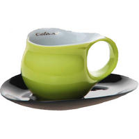 ESPRESSOTASSE mit Untertasse grün / schwarz - Multicolor/Grün, Keramik (0.1L) - Luigi Colani Porzellan