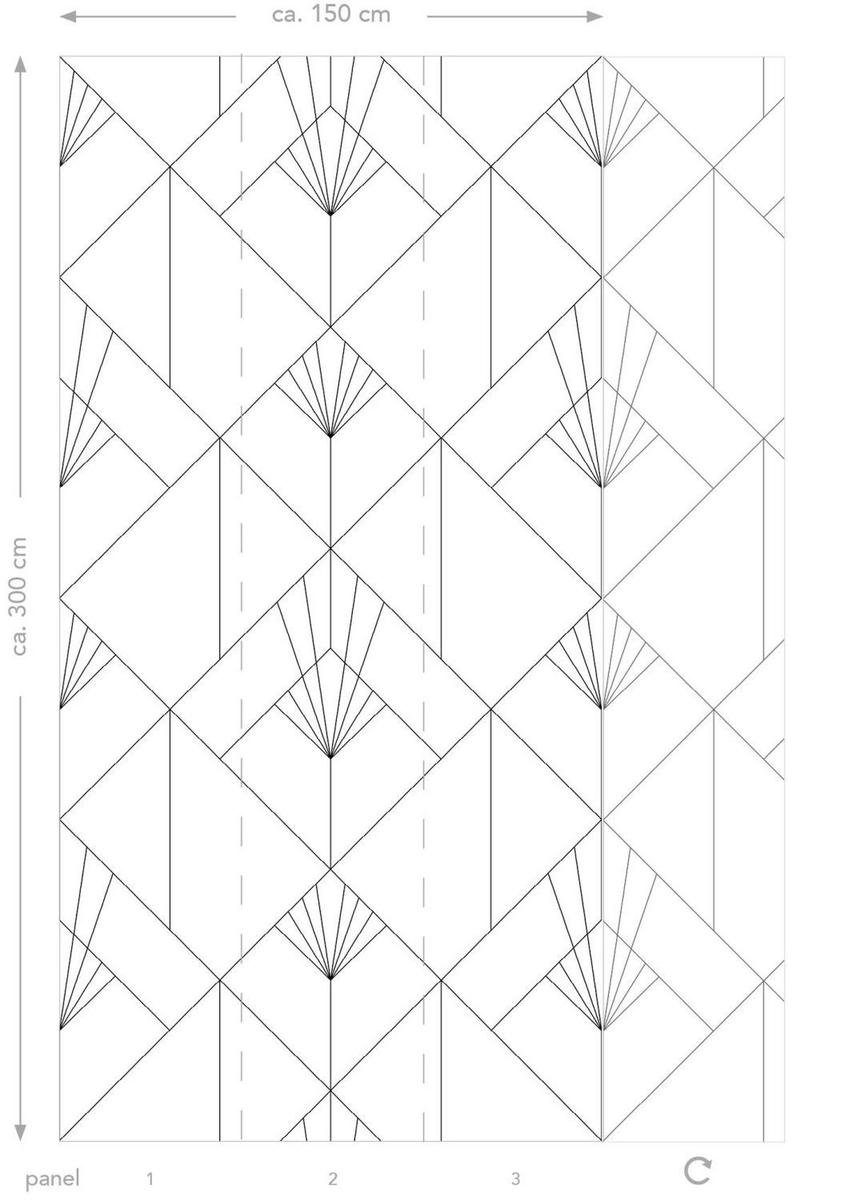FOTOTAPETE Art Decó Muster 150 x 300 cm - Schwarz, Papier (150/300cm) - ESTAhome