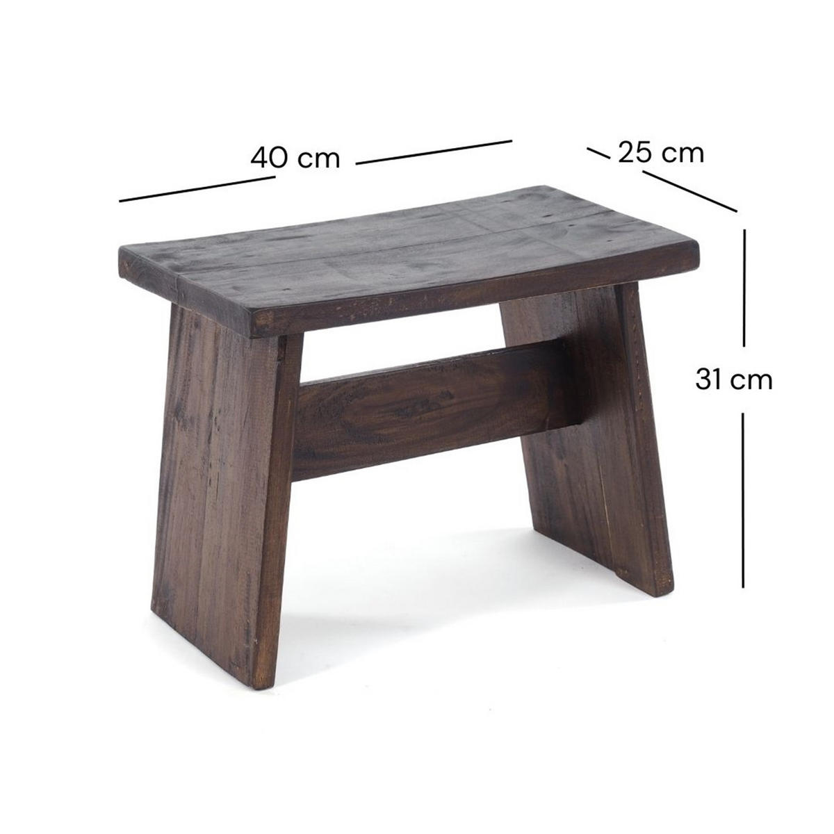 HOCKER SCHEMEL 40 Mahagoni Massivholz 03 dunkelbraun - Dunkelbraun, Holz (40/31/25cm) - DESIGN DELIGHTS