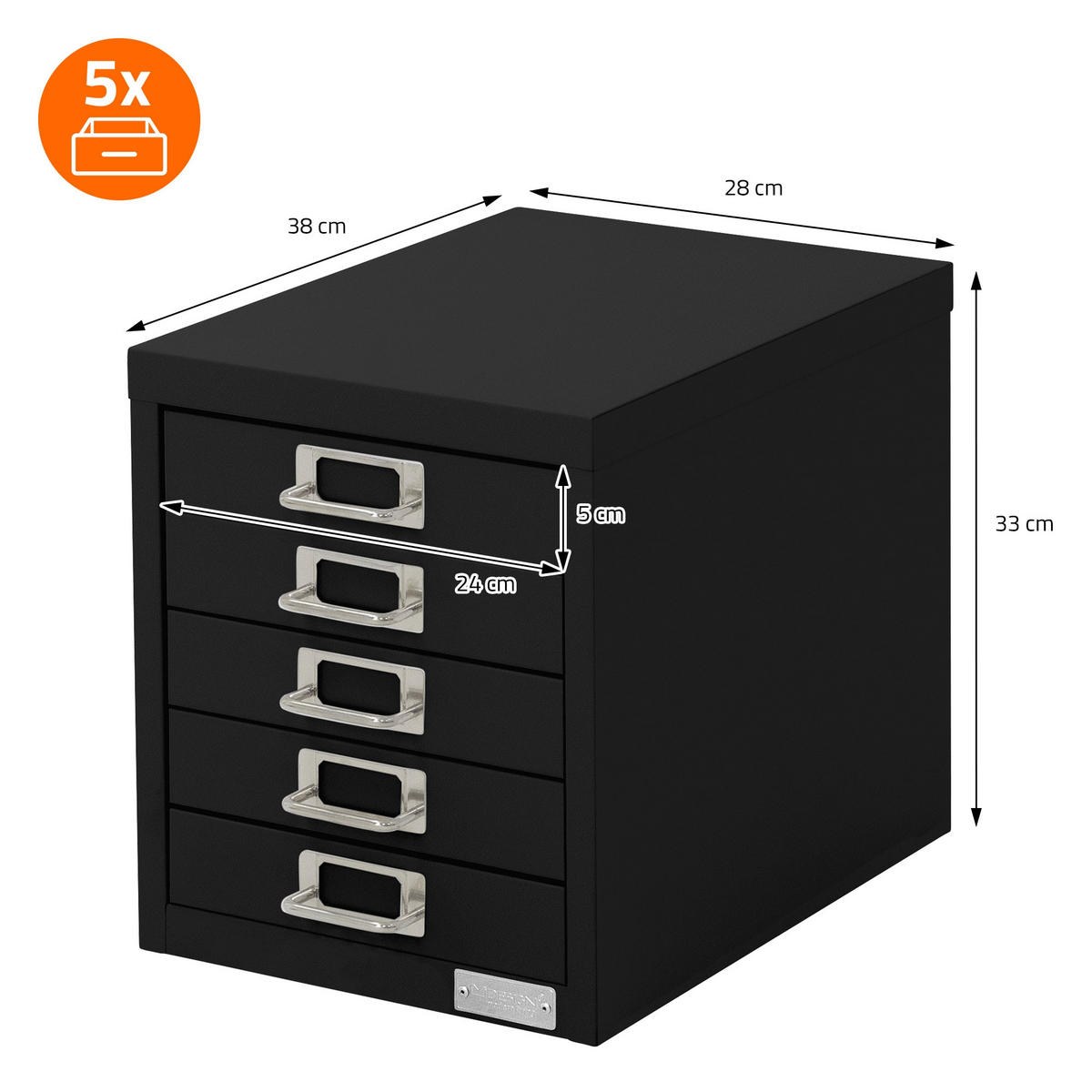 AKTENSCHRANK - Schwarz, Metall (38/33/28cm) - ML-DESIGN