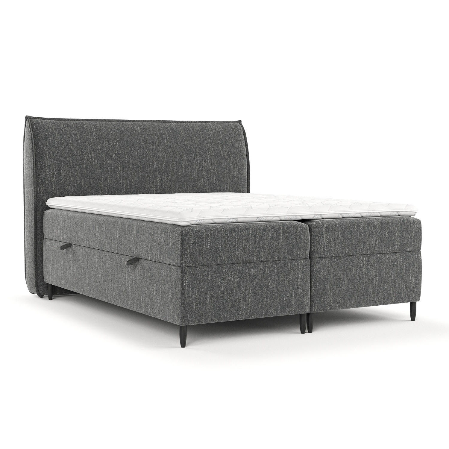 BOXBETT Corvus Schwarz 200/200 cm mit Taschenmatratze und Topper - Schwarz, Holz/Holzwerkstoff (200/200cm) - Maison de Reve