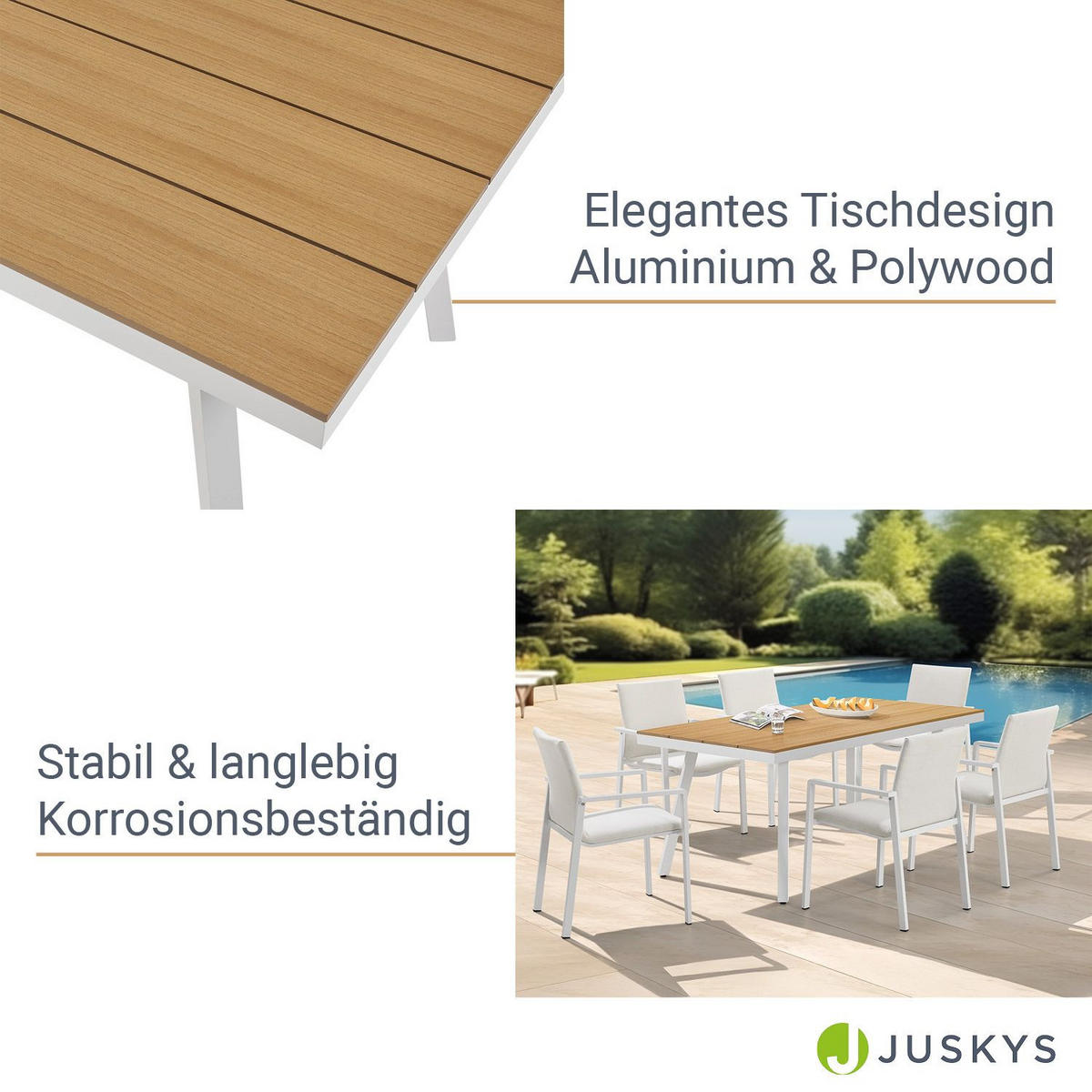 GARTENMÖBEL-SET Maui beige - Beige, Metall - Juskys