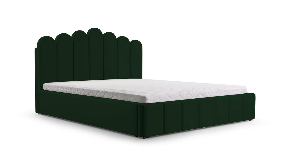 POLSTERBETT Bett 03 - 160x200 - Bottle Green - Dunkelgrün, Holz/Textil (160/200cm) - Möblo