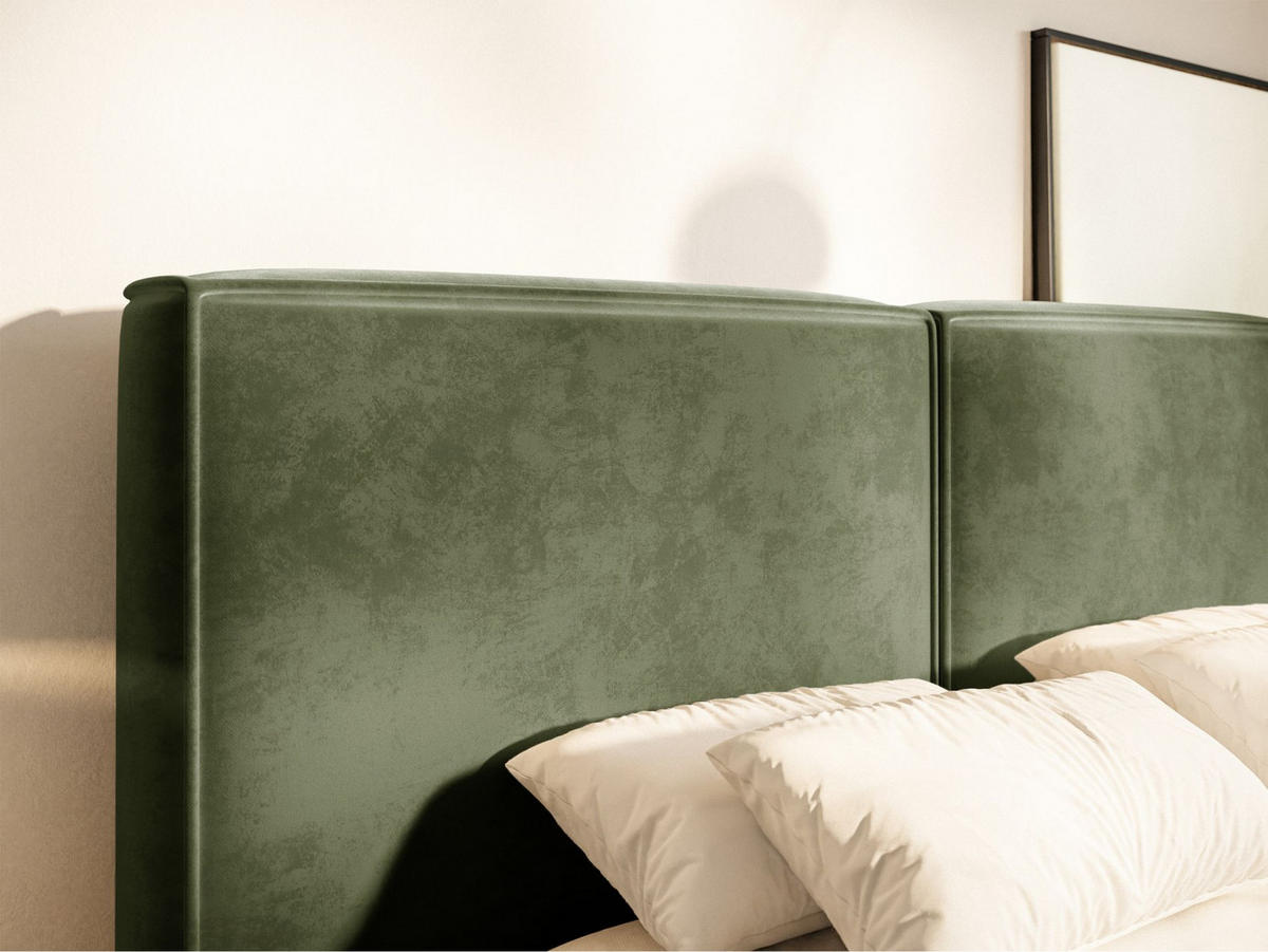 POLSTERBETT Tilves Olivgrün 160x200 cm - Schwarz/Olivgrün, Kunststoff/Textil (160/200cm) - Selsey