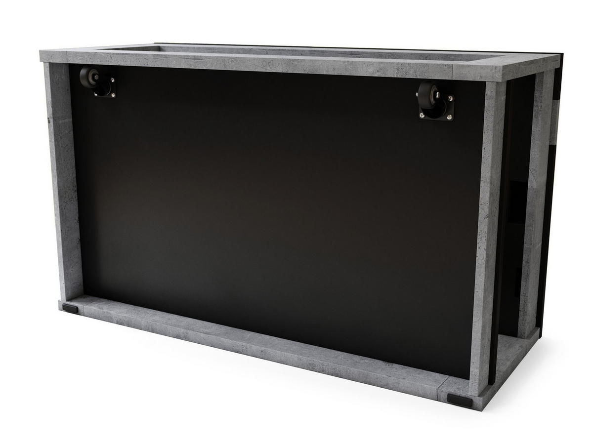 COUCHTISCH rechteckig Schwarz - Beton aufklappbar - Hellgrau/Schwarz, Holzwerkstoff (66/112/45cm) - designimpex