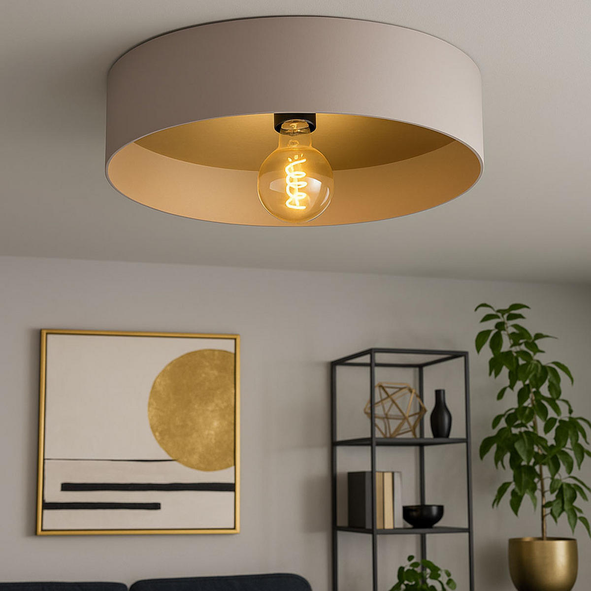 LED DECKENLEUCHTE Stahl Holz Braun - Braun, Holz (42/42/16cm)