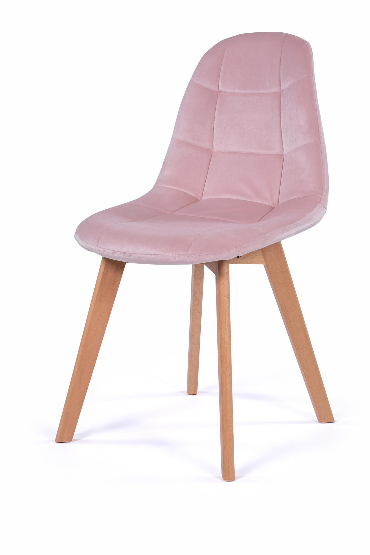 STUHL VEGAS im skandinavischen Stil - rosa - Samt Velours - Rosa/Naturfarben, Holz/Kunststoff (47/86/42cm) - NEW HOME
