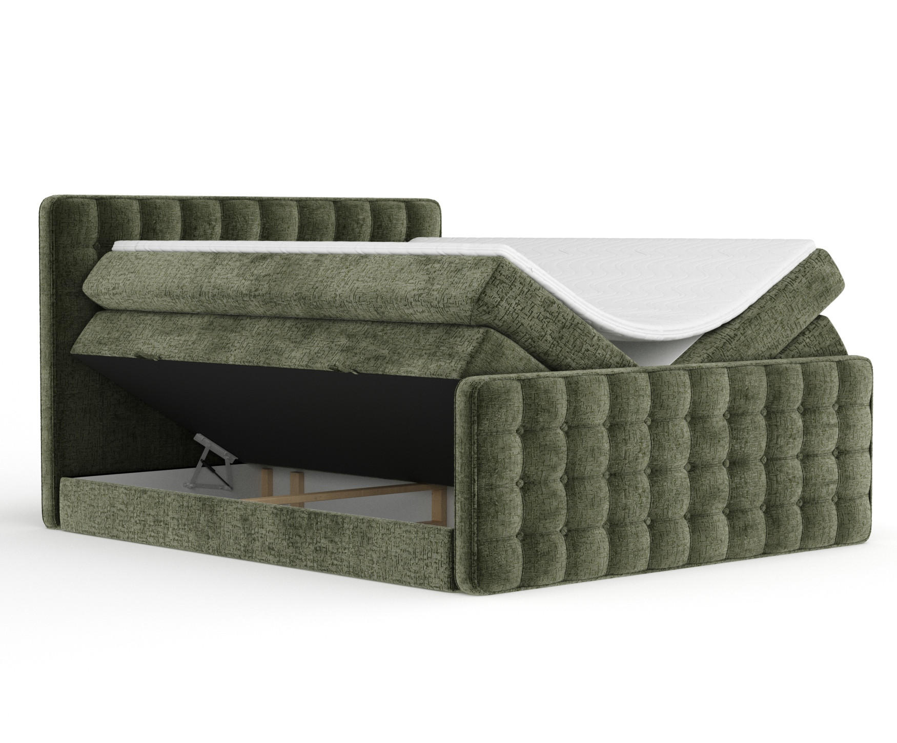 BOXSPRINGBETT Velouria Olivenfarbe 140/200 cm - Schwarz/Olivgrün, Holz/Holzwerkstoff (140/200cm) - Maison de Reve