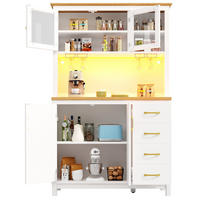 BUFFET 105,5/40/180 cm in Weiß mit LED-Beleuchtung und viel Stauraum - Weiß, Holzwerkstoff (105.5/180/40cm) - Flora Grace