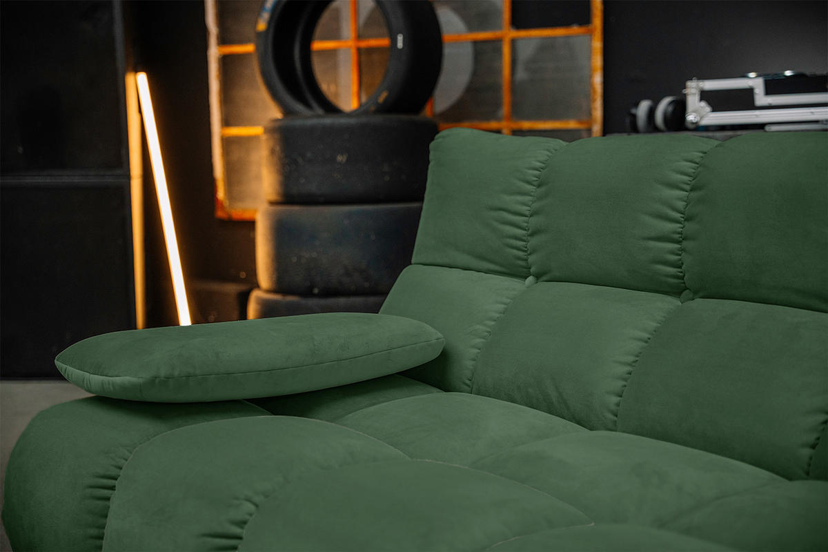 ECKSOFA VIVIEN Smaragdgrün Velvet - Smaragdgrün/Schwarz, Kunststoff/Textil (290/178cm) - KAWOLA