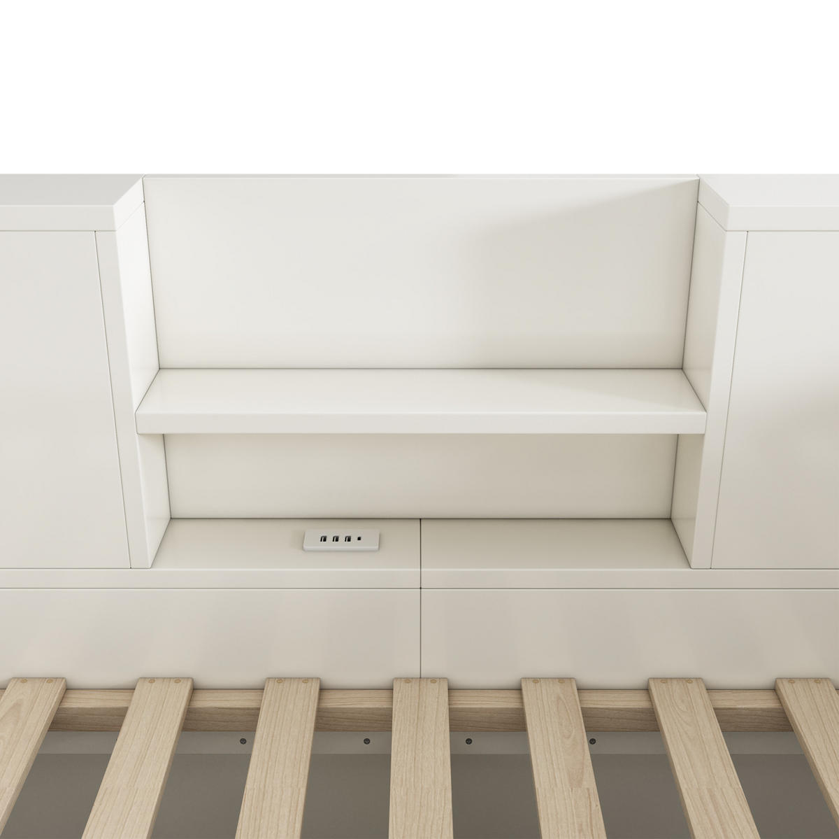 POLSTERBETT 90/200 cm Weiß aus Holz mit Stauraum - Weiß, Textil (90/200cm) - OKMYHOME