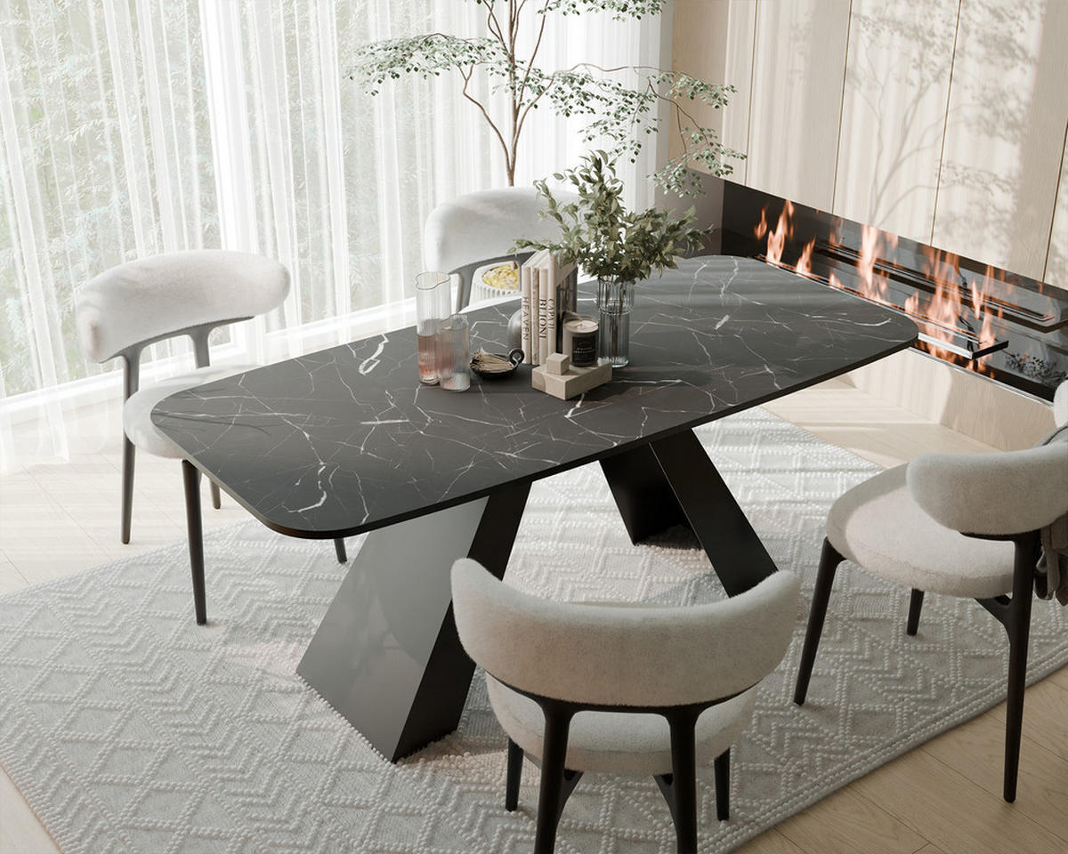 AUSZIEHTISCH ZENITH 180/90/76 cm mit Metallgestell, Schwarz / Grau - Schwarz/Grau, Holzwerkstoff/Metall (90/180/76cm) - Idohome
