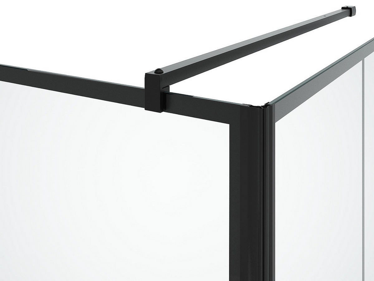 DUSCHTRENNWAND - Schwarz matt - 80 x 80 x 190 cm - CAPARICA - Schwarz, Metall (80/190cm) - Vente-Unique