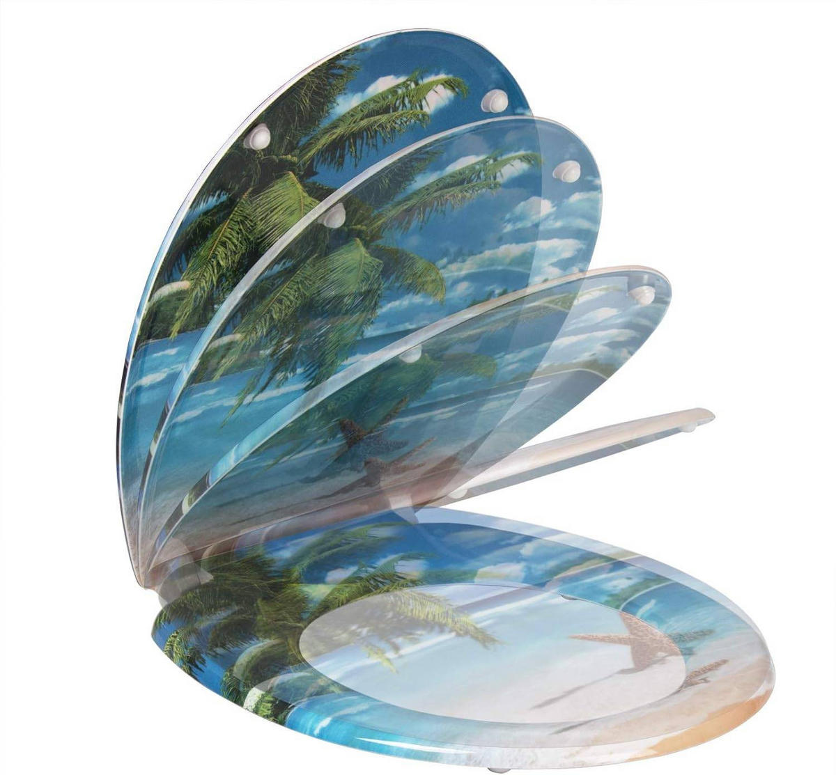 WC SITZ aus Duroplast, antibakterieller WC-Sitz - Blau/Weiß, Kunststoff (37/2.51/45cm) - Woltu