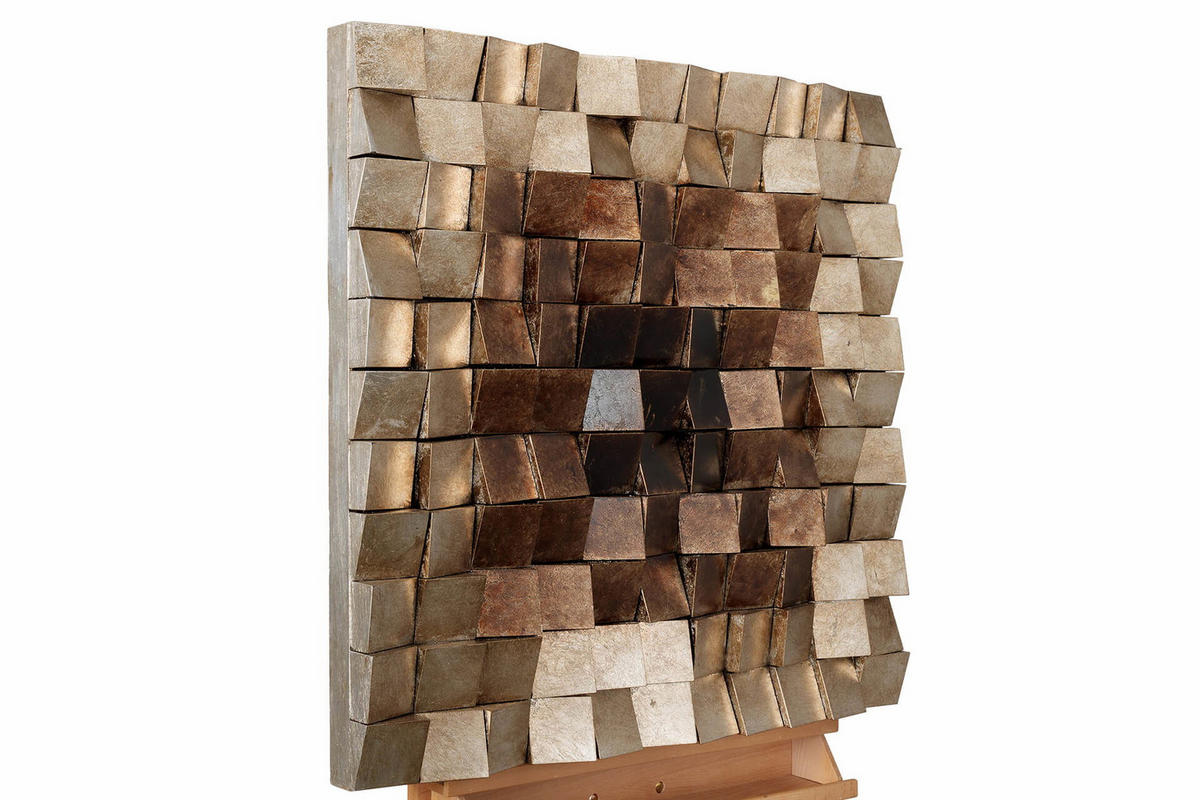 HOLZBILD Lustrous Pixel - Braun, Holz/Kunststoff (76/76cm)