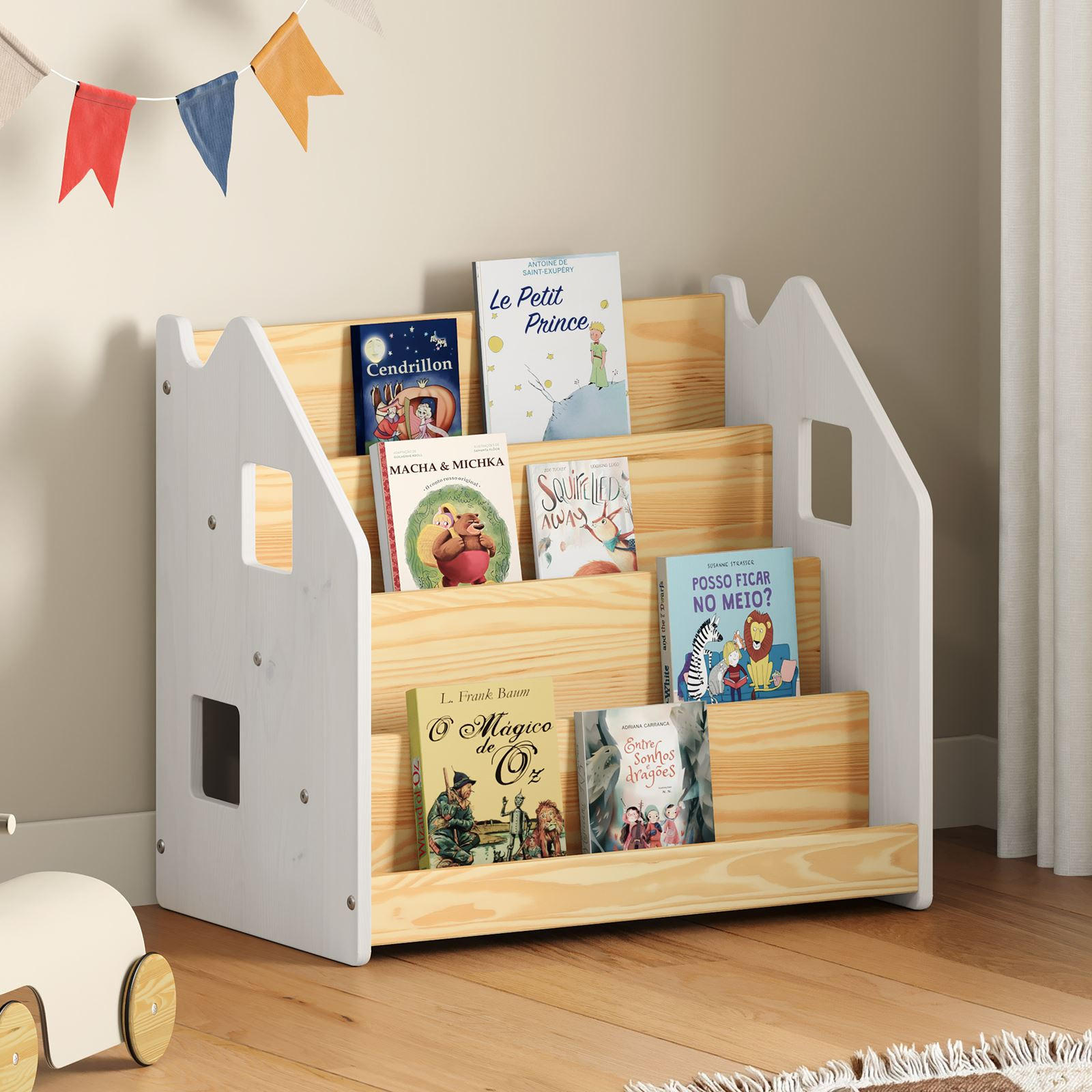 BÜCHERREGAL BRUNO - Naturfarben/Weiß, Holz (65/60/40cm) - IDIMEX