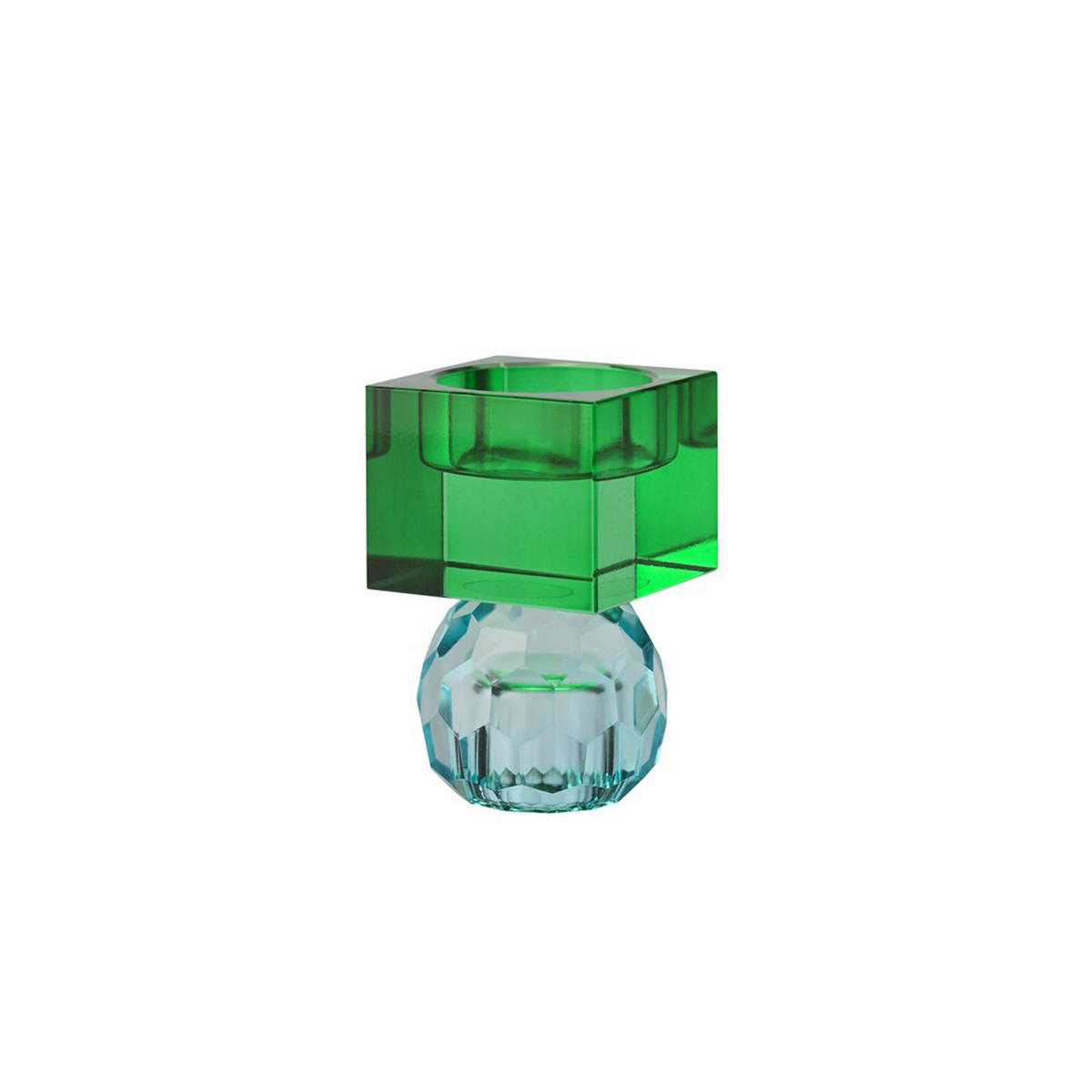 KERZENHALTER Sari Kugel Cube, Glas, Hellblau / Grün, H 8 cm - Blau, Glas (6/10/6cm) - Gift Company