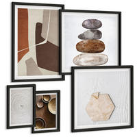 BILDER SET 5er Set - 50x50 cm & 20x30 cm & 40x60 cm Schwarzer Rahmen - Texturen in der modernen Kunst - Schwarz, Kunststoff (40/60cm) - TULUP