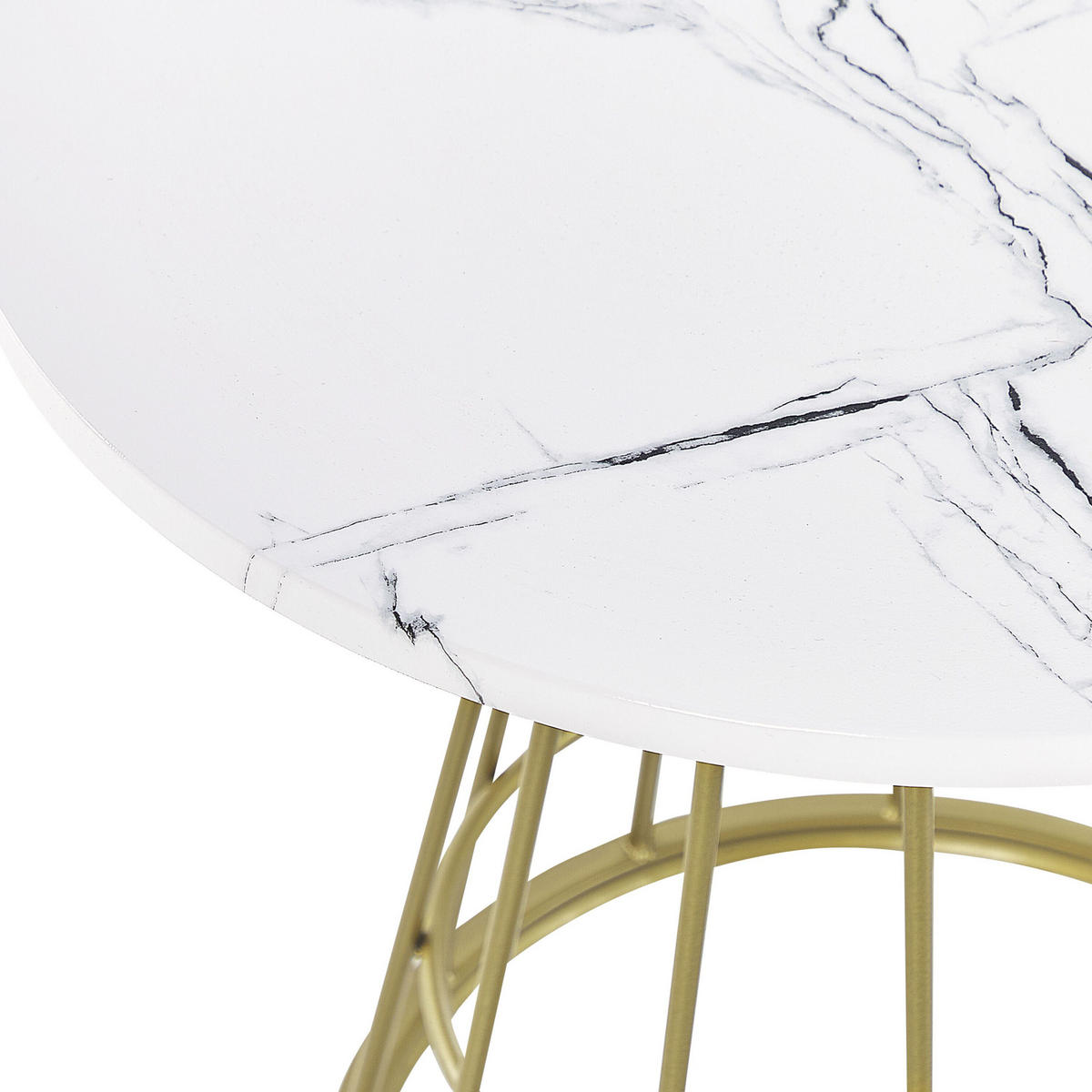 COUCHTISCH Marmor Optik weiß/gold 50 cm Concan - Goldfarben/Weiß, Holzwerkstoff (50/50/46cm) - Beliani