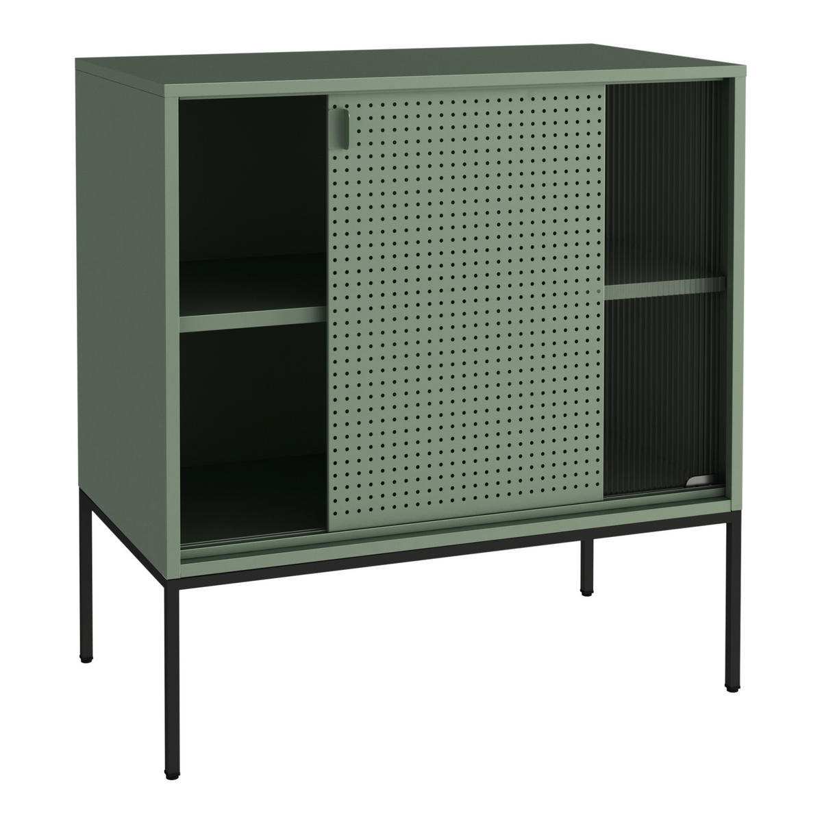 SIDEBOARD Eidsvoll - Schwarz/Grün, Metall (80/85/45cm) - [en.casa]