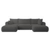 WOHNLANDSCHAFT Ovo Dunkelgrau Boucle - Dunkelgrau/Schwarz, Textil (375/95/185cm) - Selsey
