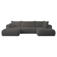 WOHNLANDSCHAFT Ovo Dunkelgrau Boucle - Dunkelgrau/Schwarz, Textil (375/95/185cm) - Selsey