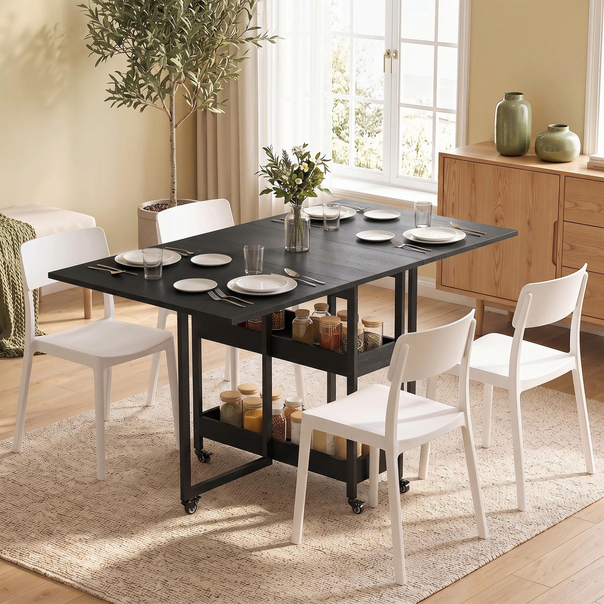 ESSTISCH Schwarz 133.4/80.0/75.0 - Schwarz, Holzwerkstoff (133.4/80/75cm)