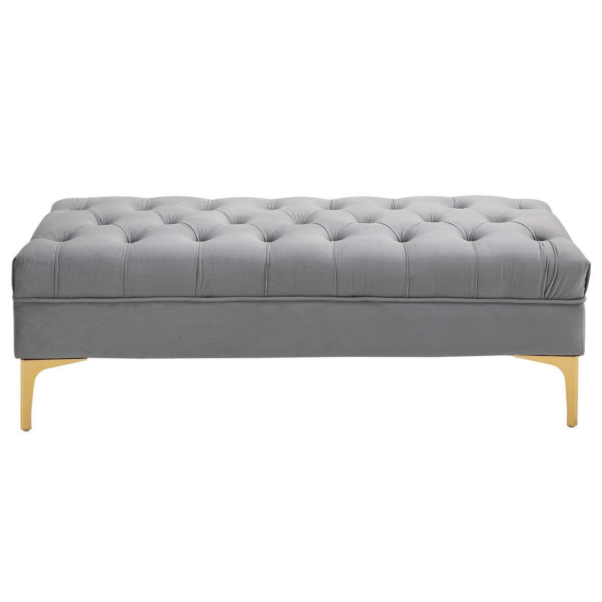 TRUHENBANK DE-12783 Knopfheftung und Goldbeine Hellgrau - Grau, Textil (118/42/45cm) - ComfortXL