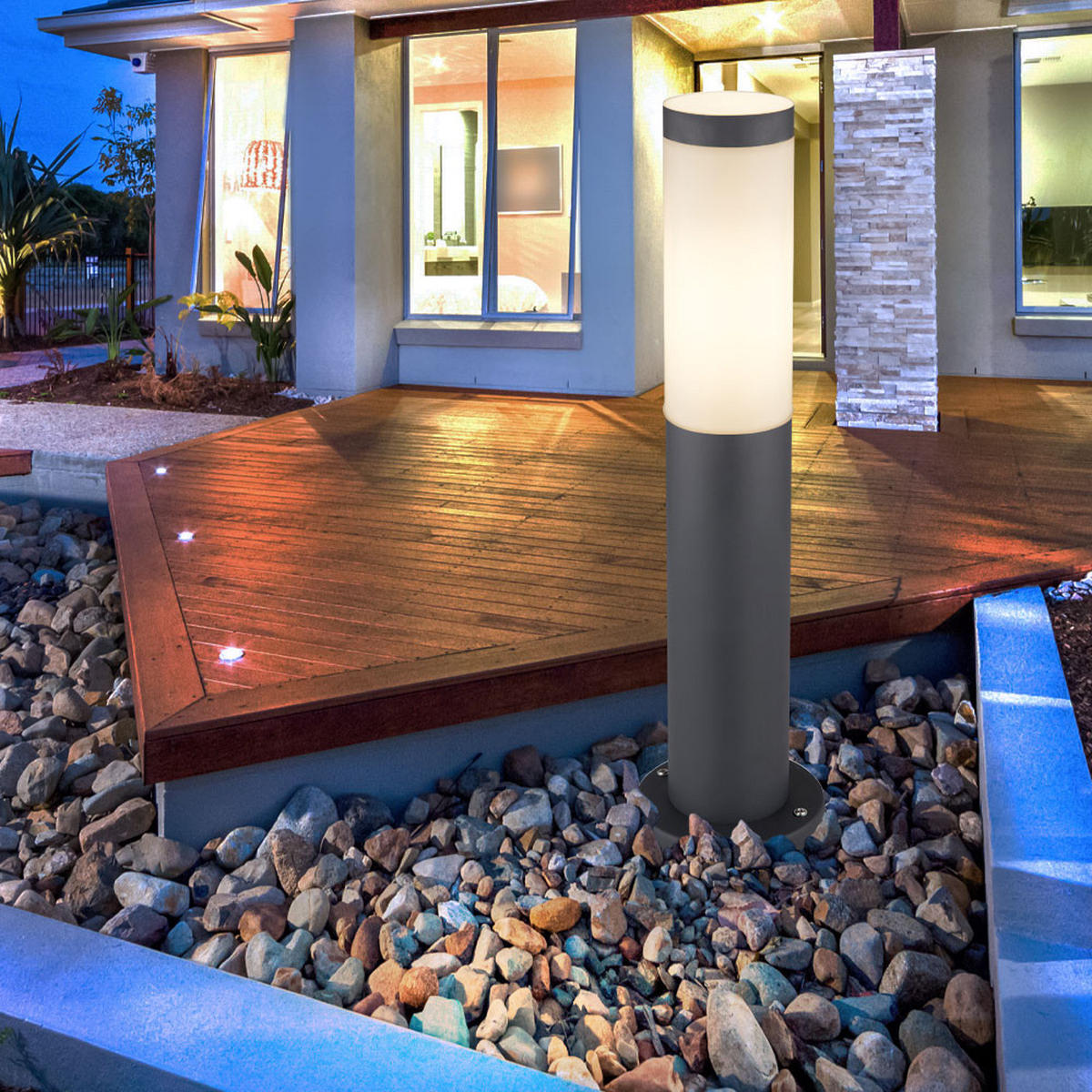 LED STEHLEUCHTE Edelstahl Anthrazit - Anthrazit, Metall (7.6/7.6/45cm)