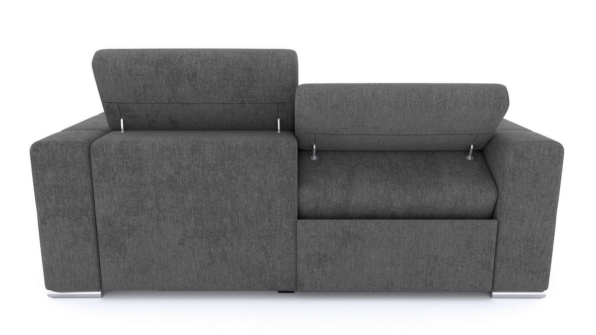 SOFA QUARTZ 3-Sitzer mit 1 Relaxfunktion, dunkelgrau - Dunkelgrau/Silberfarben, Holzwerkstoff/Textil (204/80/102cm) - Courtois Laville