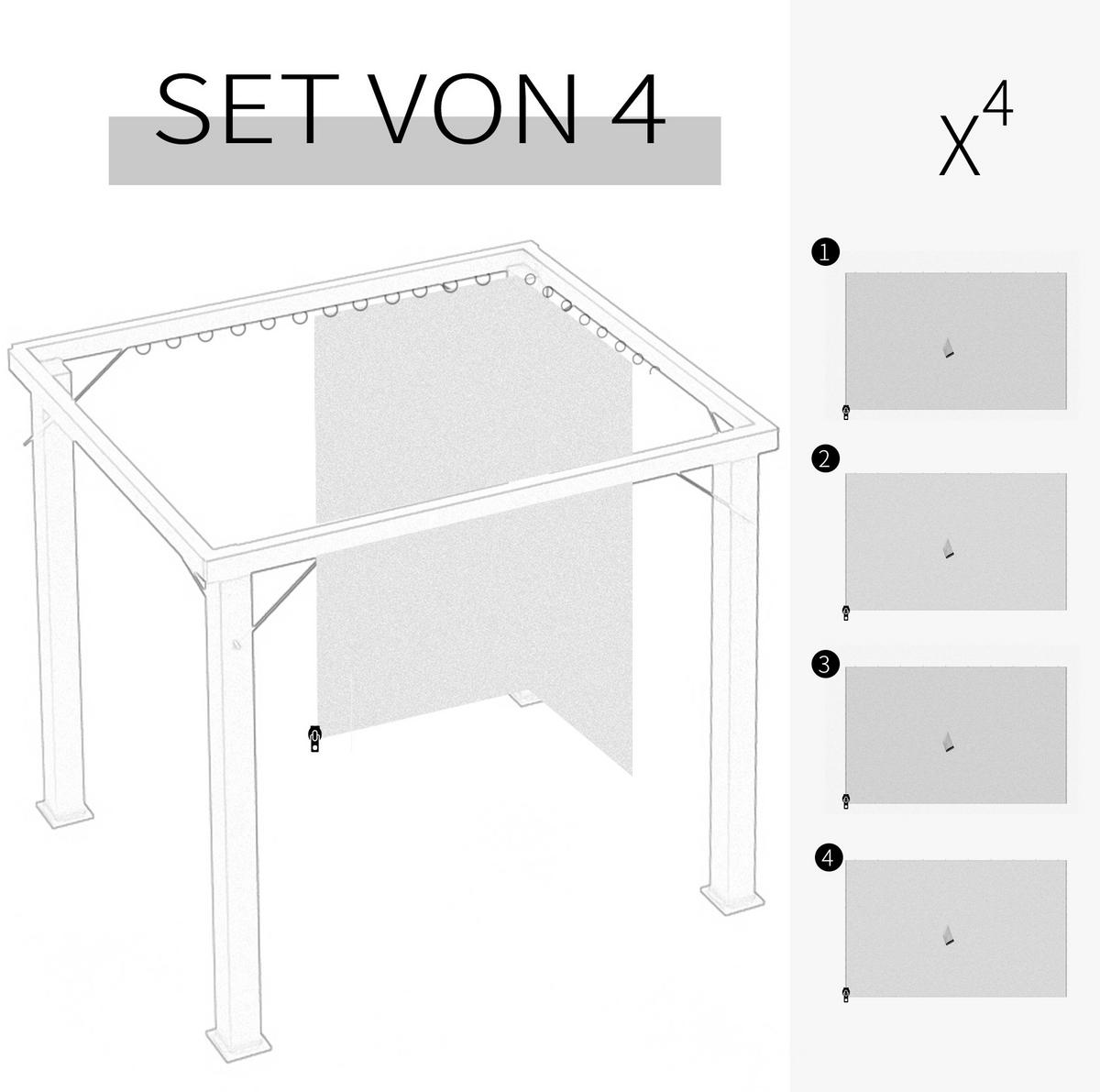 PAVILLON-SEITENTEILE 302/205 cm mit Reißverschluss, Haken und C-Ringen, wetterbeständig, Beige - Beige, Textil (205/1/302cm) - Redom