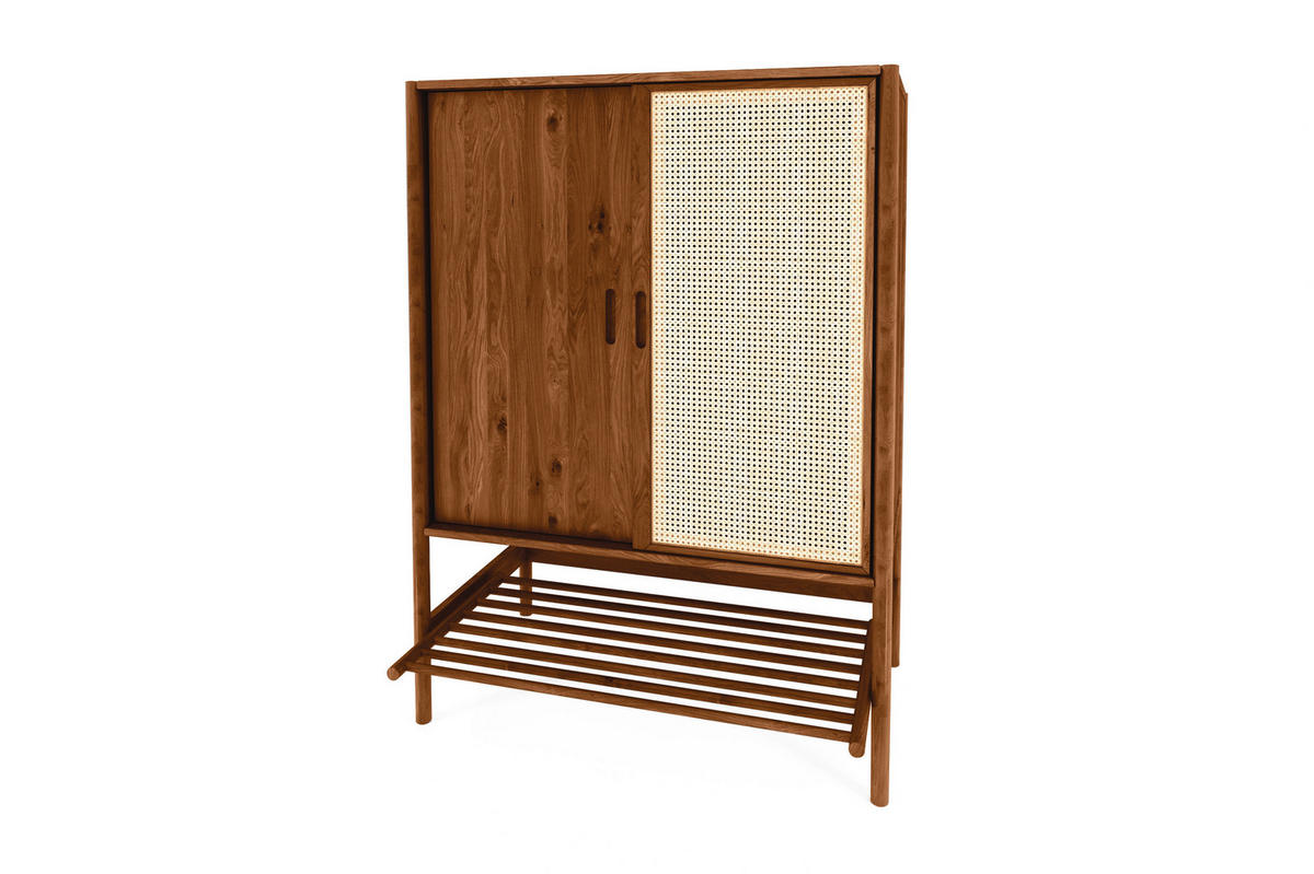KOMMODE mit REGAL INA Wildeiche - Mokka, Holz (108/150/46cm) - byoak