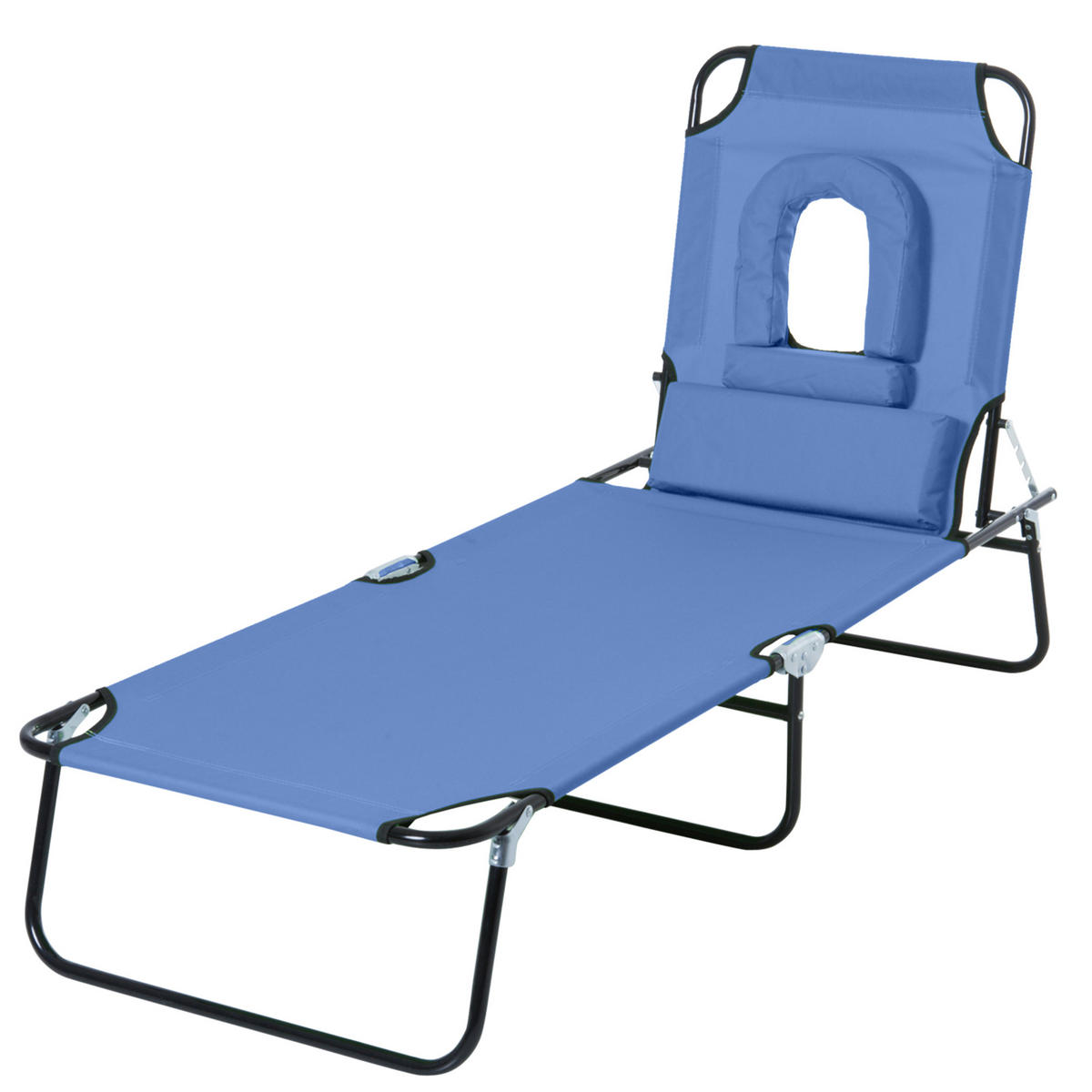 SONNENLIEGE DE-15586 klappbar, 4-fach verstellbar Blau - Blau, Metall (58/36/187cm) - ComfortXL