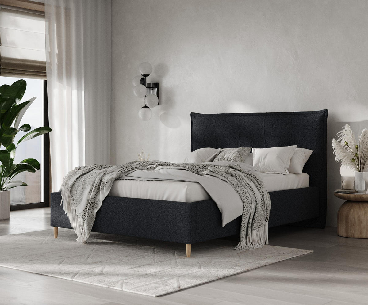 POLSTERBETT Plaza 120/200 cm Anthrazit im Riva Stoff - Anthrazit/Naturfarben, Holz/Holzwerkstoff (120/200cm) - AltaBeds