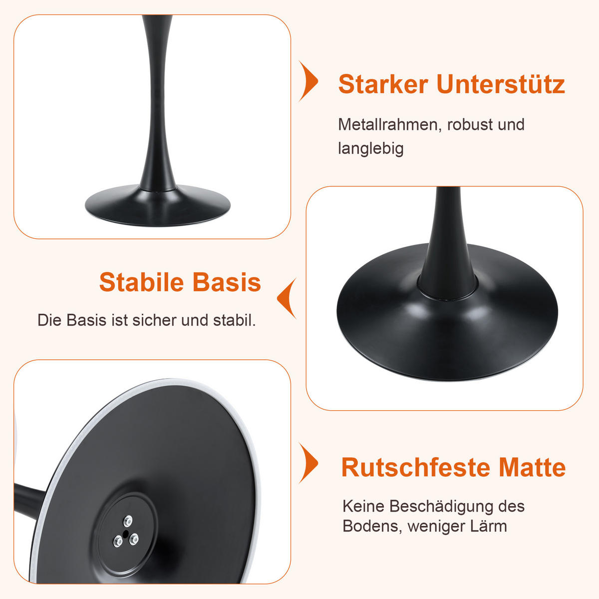 POMOĆNI stolić 60/60/72 cm crni i boje oraha od MDF-a i metala s okruglom pločom - crna, drvni materijal (60/60/72cm) - OKWISH