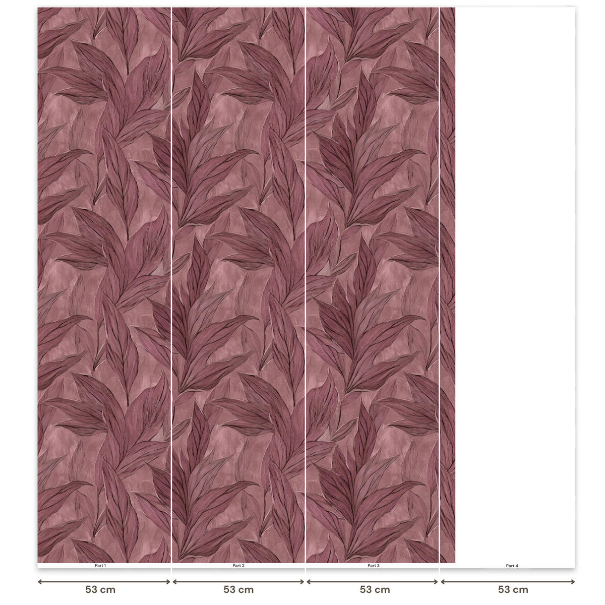 TAPETE - Blätter - Muster - Lila - 160x220 cm - Altrosa, Papier (160/220cm) - OnlyWow