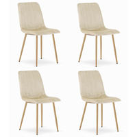 ESSZIMMERSTUHL 4-er Set JEWA hellbeige Sitzfläche, Beine in Holzfarbe - Hellbraun/Eichefarben, Textil (43/90/51cm) - Valora