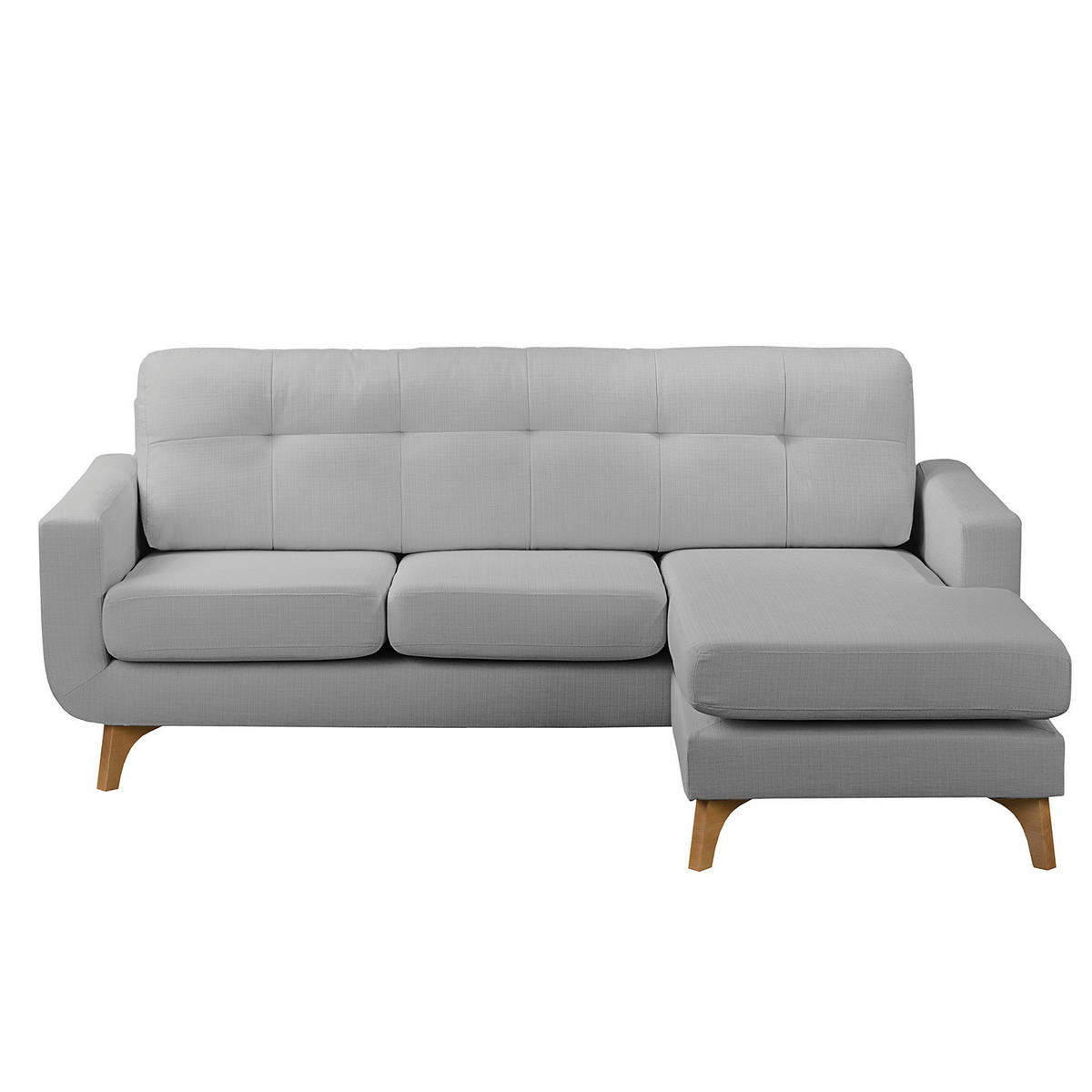 ECKSOFA mit Longchair - Strukturstoff - Grau, Textil (208/150cm) - home24