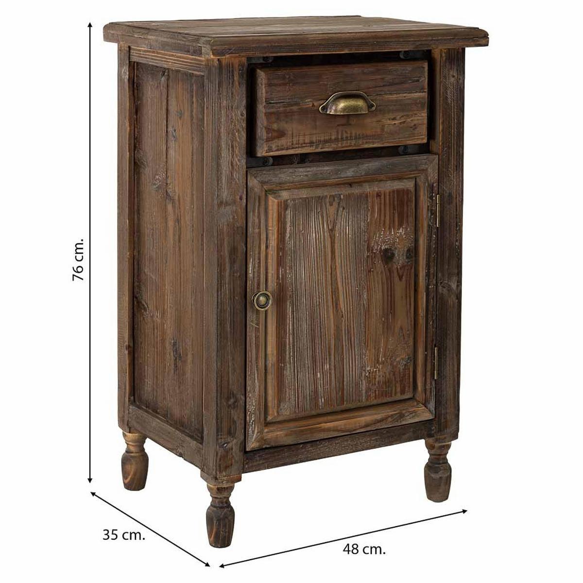 NACHTTISCH aus Holz, 48x35x76cm - Braun, Holz (48/76/35cm) - Wanderlust