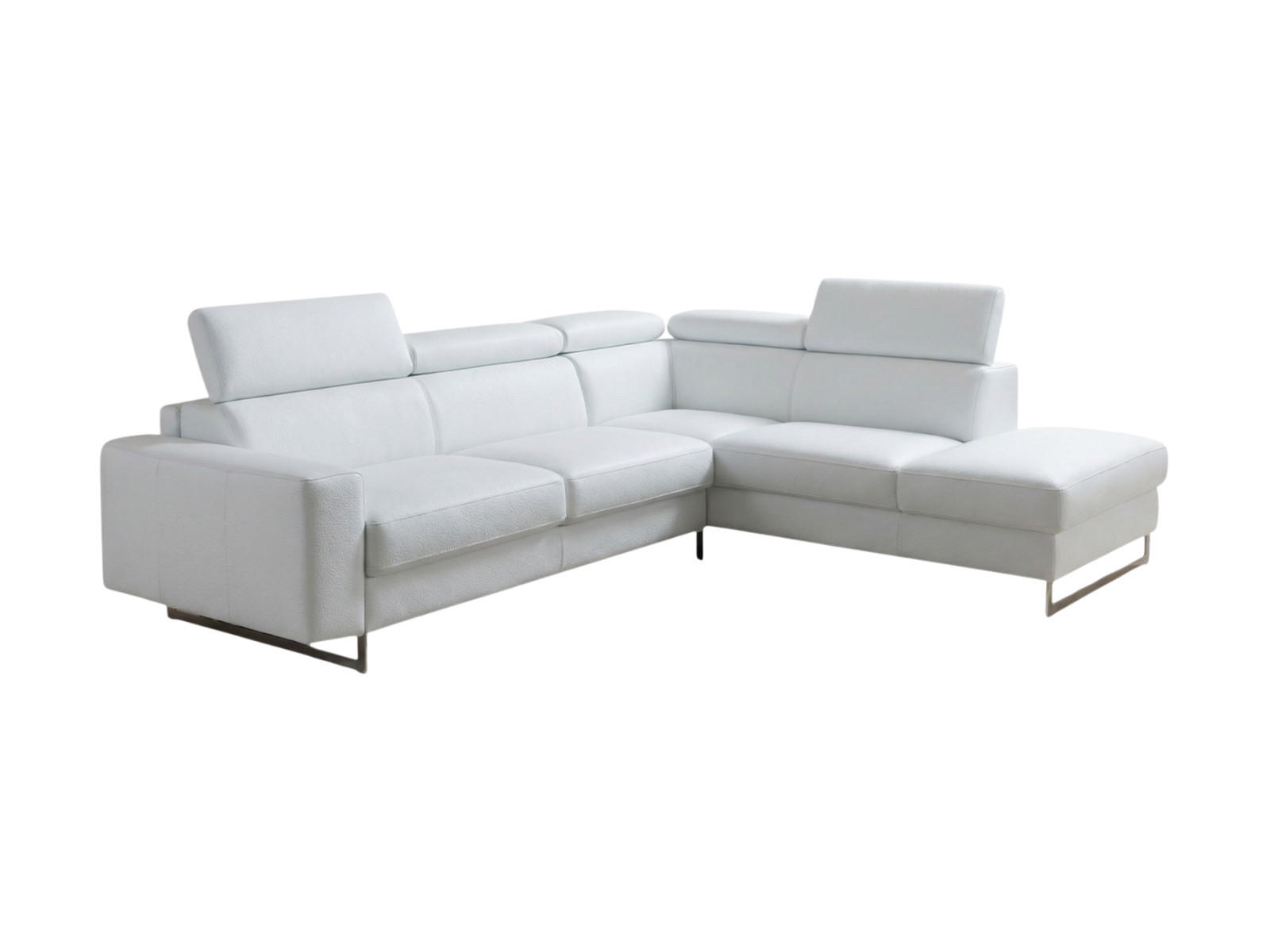 ECKSOFA Gotham Echtleder mit Bettfunktion Weiß - Weiß, Leder/Metall (237/227cm)
