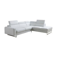 ECKSOFA Gotham Echtleder mit Bettfunktion Weiß - Weiß, Leder/Metall (237/227cm)