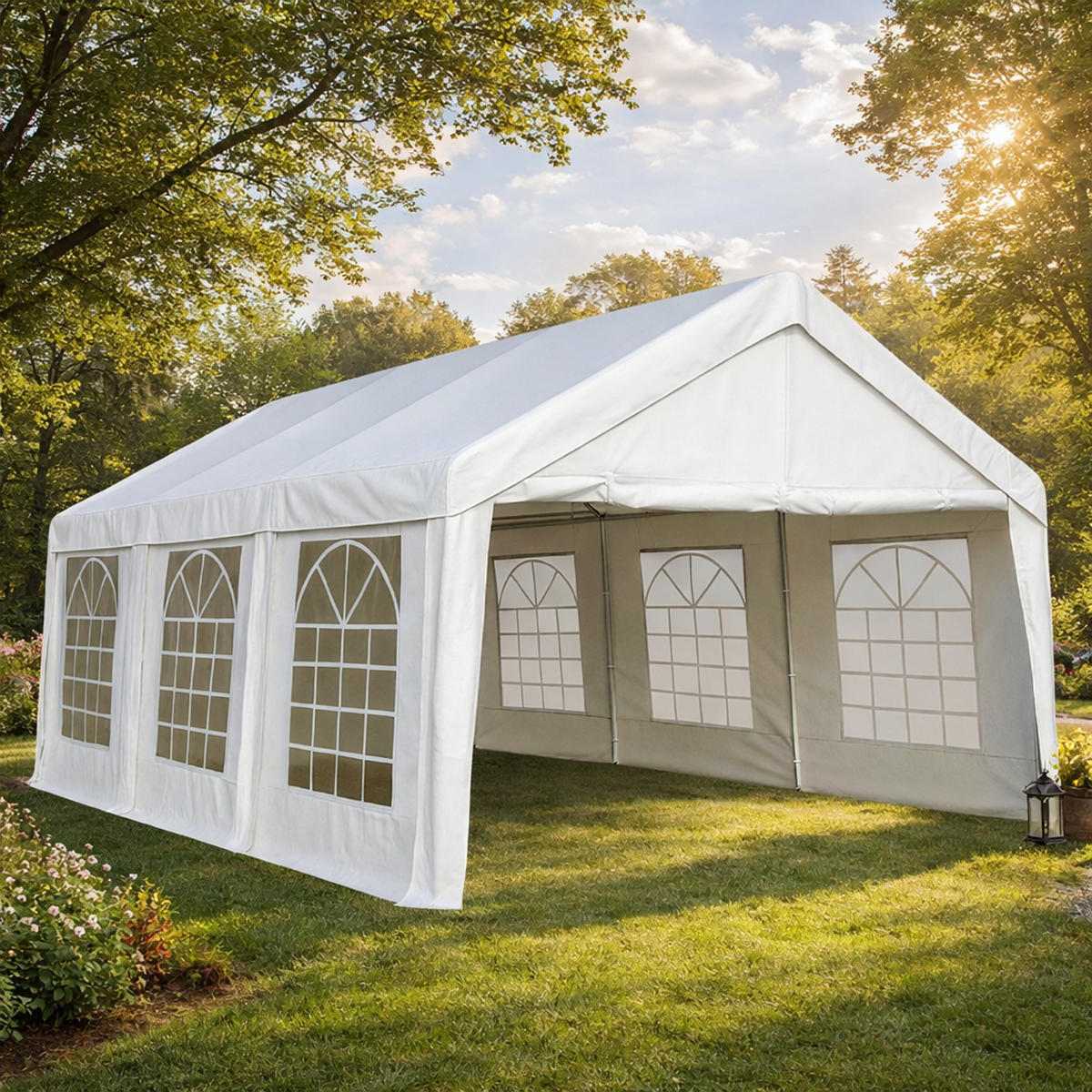 DACHPLANE Livingston - Zeltabdeckung für 3x6 Meter, PE weiss 180g/m². BxTxH: 600x300x285 cm - Weiß, Kunststoff (600/0.3/300cm) - TPFGarden