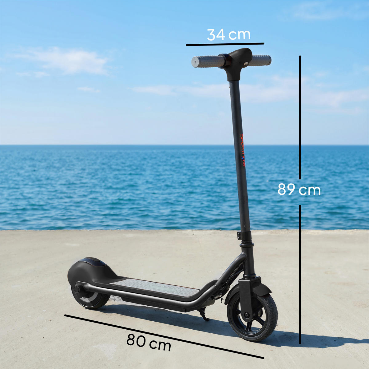 KINDERSCOOTER DE-16992 LED-Display & RGB-Licht Schwarz - Schwarz, Metall (80/34/89cm) - ComfortXL