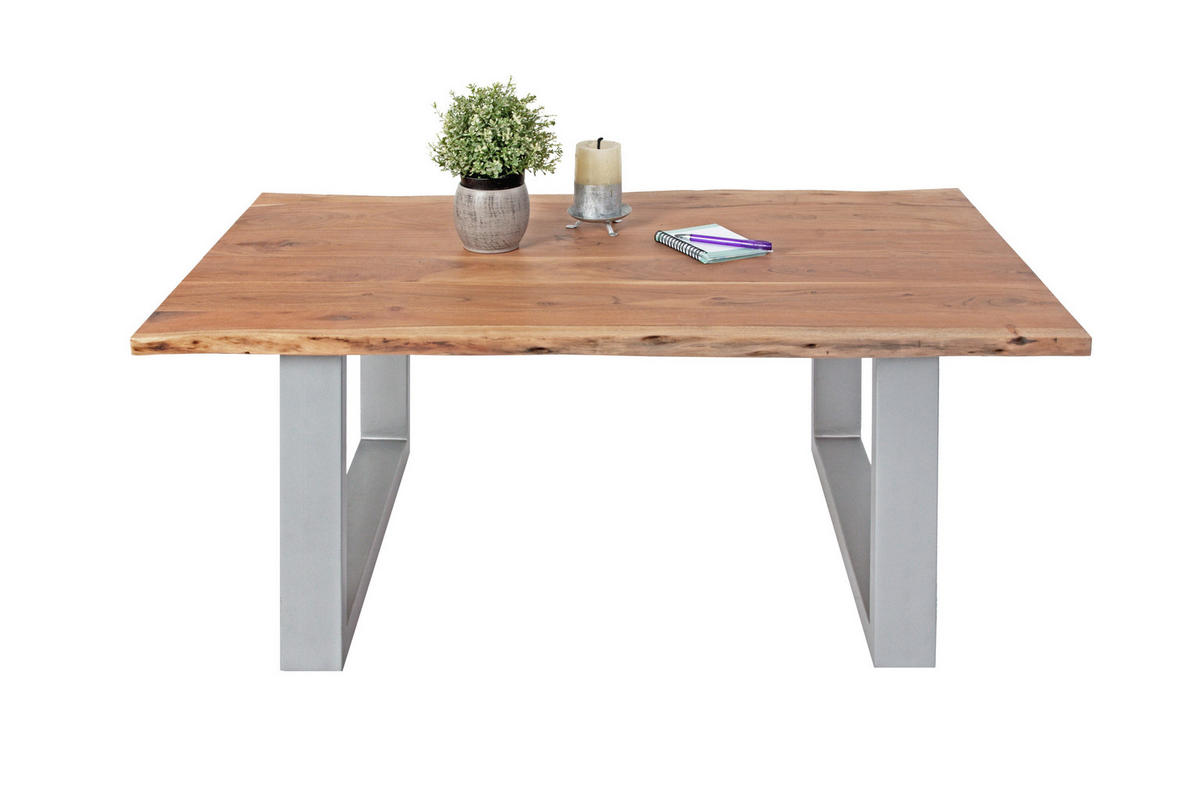 COUCHTISCH INSA - Beige/Silberfarben, Holz/Metall (75/140/43cm) - SAM