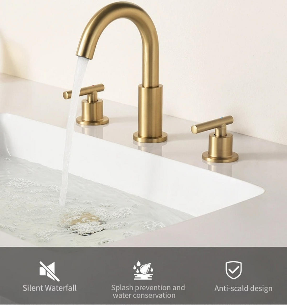 ARMATUR für Warm- und Kaltwasser – Gold – G1/2 - Platinfarben, Metall (35/8.5/28cm)