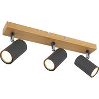 DECKENLEUCHTE Holzoptik Braun bewegliche Spots - Braun, Metall (41/6/12cm) - Globo Lighting