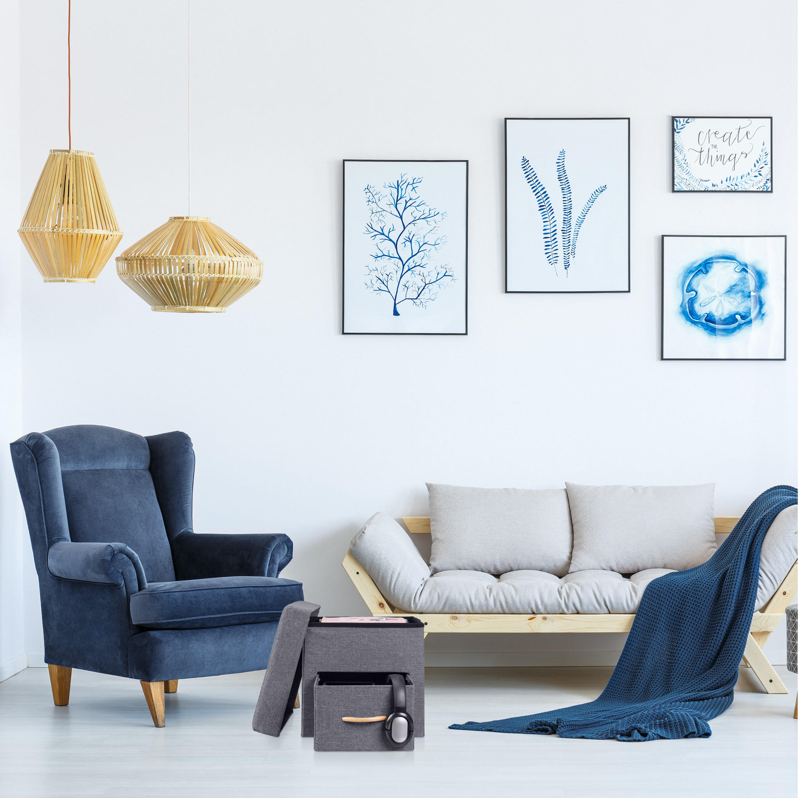SITZHOCKER - Grau, Holzwerkstoff/Textil (40/40.5/40cm) - Relaxdays