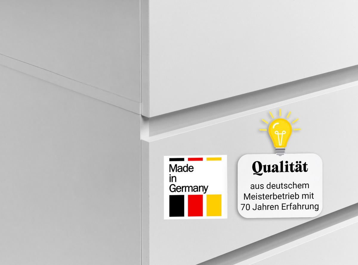 GARDEROBE mit 2 Türen, 3 Einlegeböden und 2 Schubkästen in weiß - Weiß, Holzwerkstoff (90/182/51cm) - Home Collective