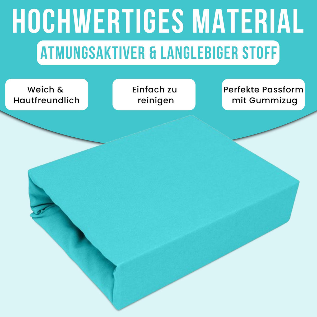 SPANNBETTLAKEN 160/200 cm, Jersey Elastisch 100 % Baumwolle Türkis - Türkis, Textil (160/200cm) - Best For Home